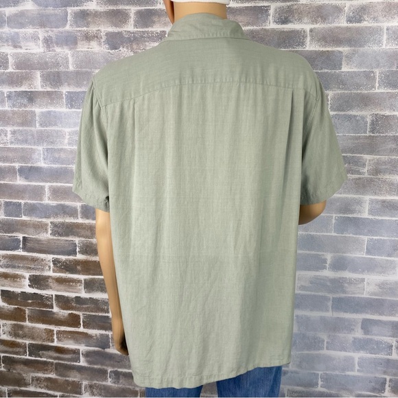 Men’s AXIST Washable Silk Button Up Collared Short Sleeve Shirt Size XXL Seafoam - Picture 11 of 13